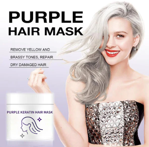 Masque capillaire à la kératine pourpre - Fixe la couleur et neutralise les tons cuivrés