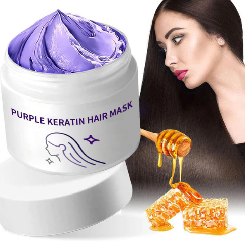 Masque capillaire à la kératine pourpre - Fixe la couleur et neutralise les tons cuivrés