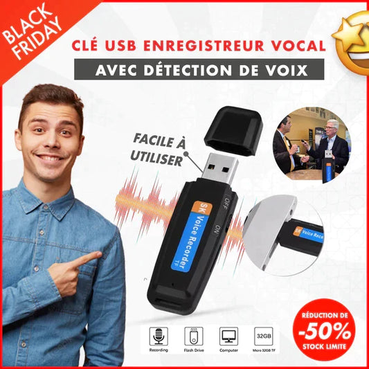 CLÉ USB ENREGISTREUR VOCAL AVEC DÉTECTION DE VOIX